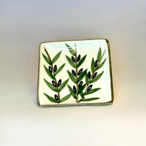 Keramik Skål med Oliven Mønster | Firkant