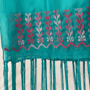 Håndbroderet chiffon tørklæde fra Betlehem | Blå