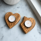 Håndlavet hjerteformet fyrfadsholder i oliventræ fra Betlehem