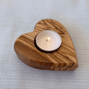 Heart fyrfadsholder | Oliventræ