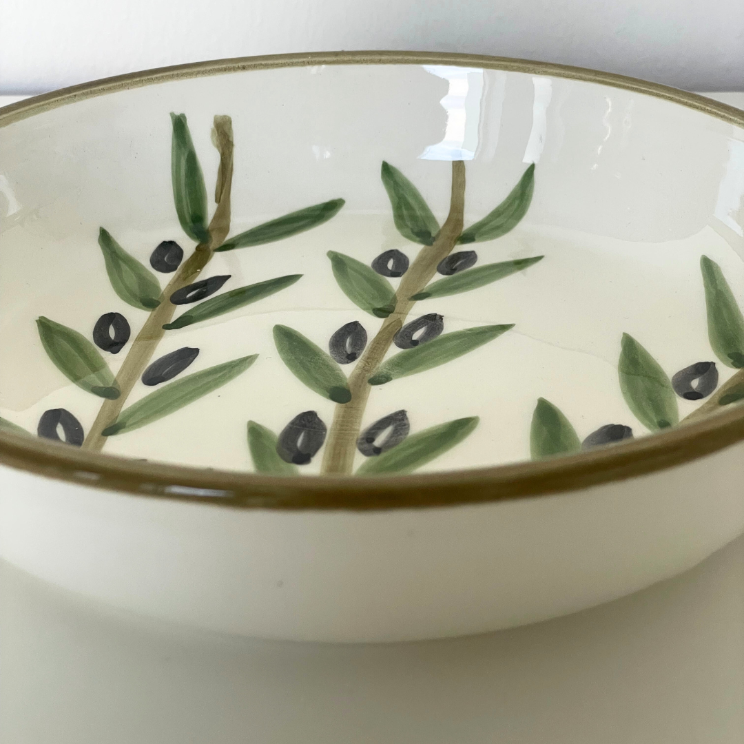 Håndlavet keramik tallerken fra Nablus med oliven mønster