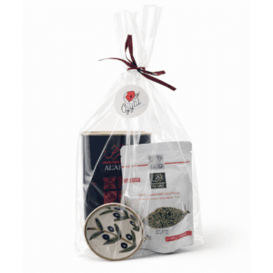 Gavepakke: olivenolie, za’atar og håndlavet skål Gavepakke: olivenolie, za’atar og håndlavet skål